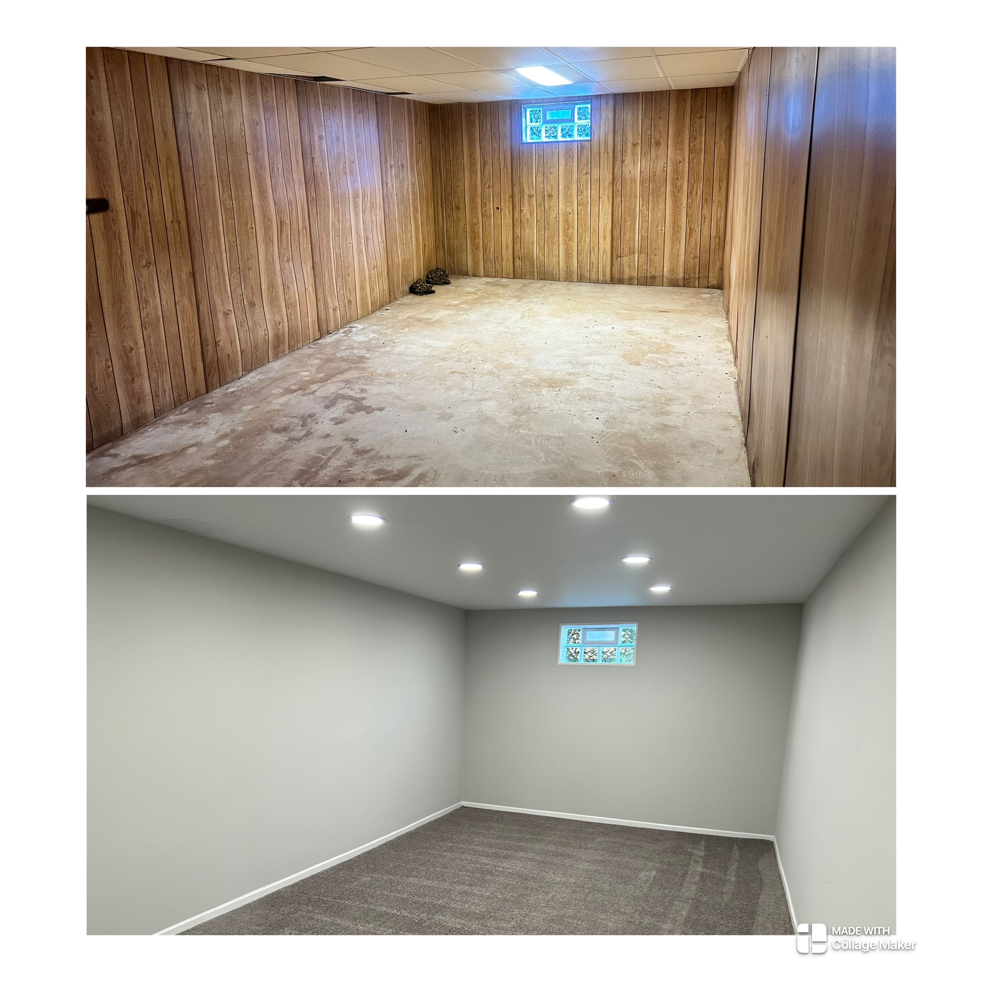 Basement finishing — before & after