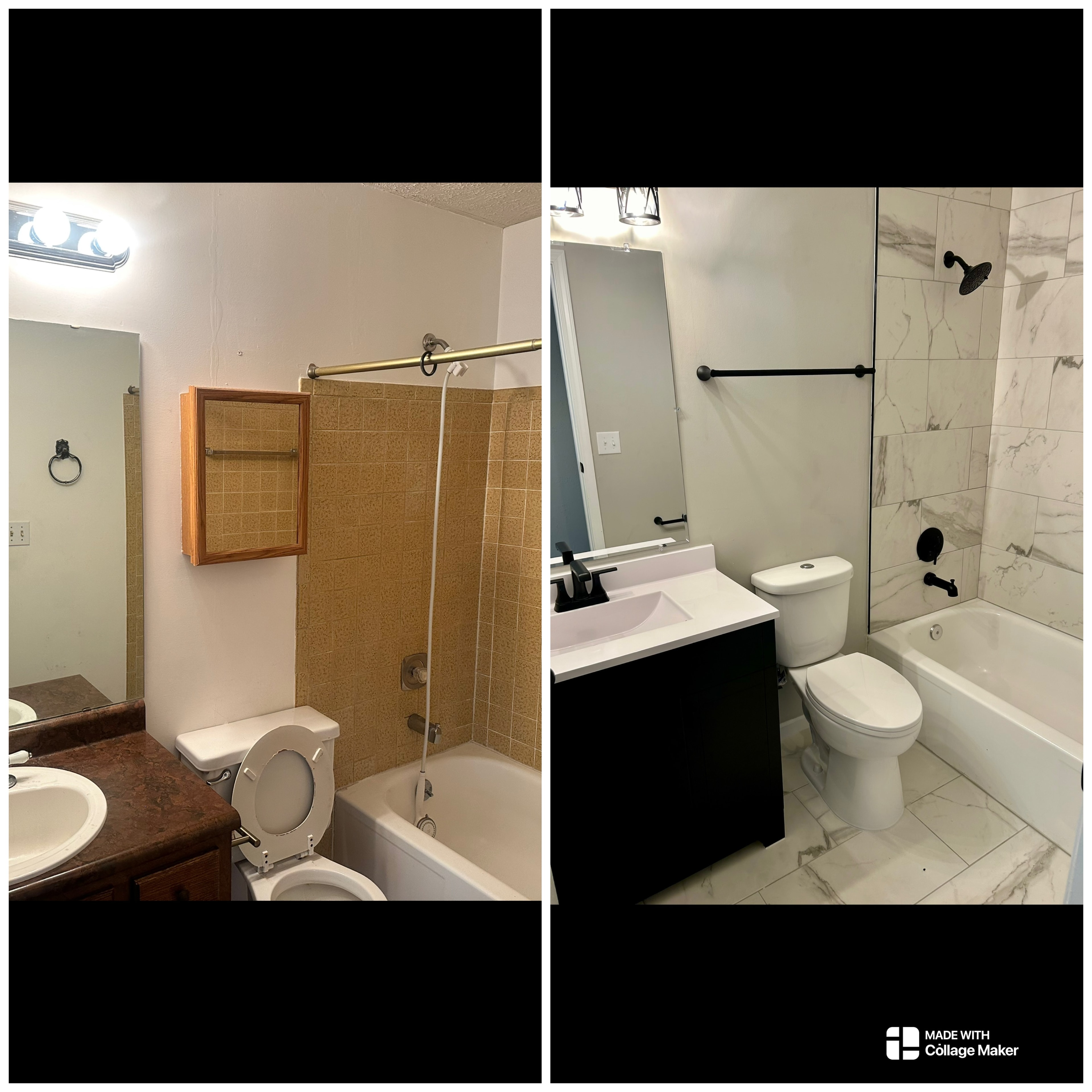 Bathroom remodel — before & after